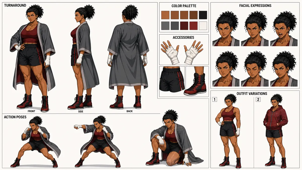 Ai Mi — Character turnaround sheet