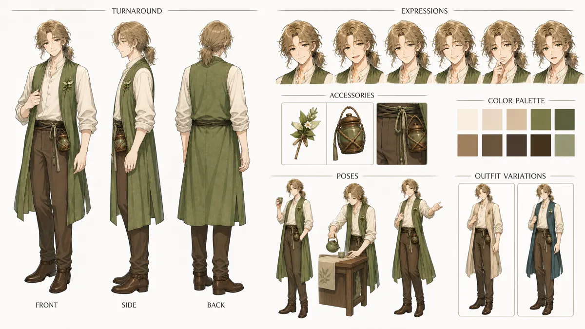 Bai Shu — Character turnaround sheet