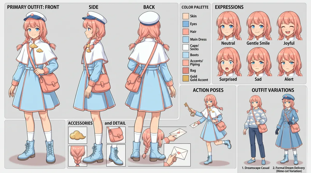 Bai Tao — Character turnaround sheet