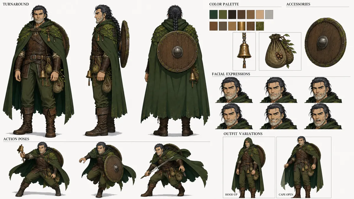 Cang Huai — Character turnaround sheet