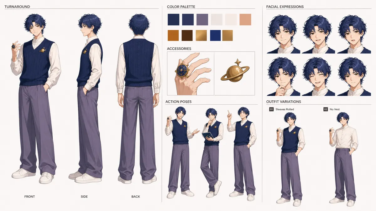 Chen Xinghe — Character turnaround sheet