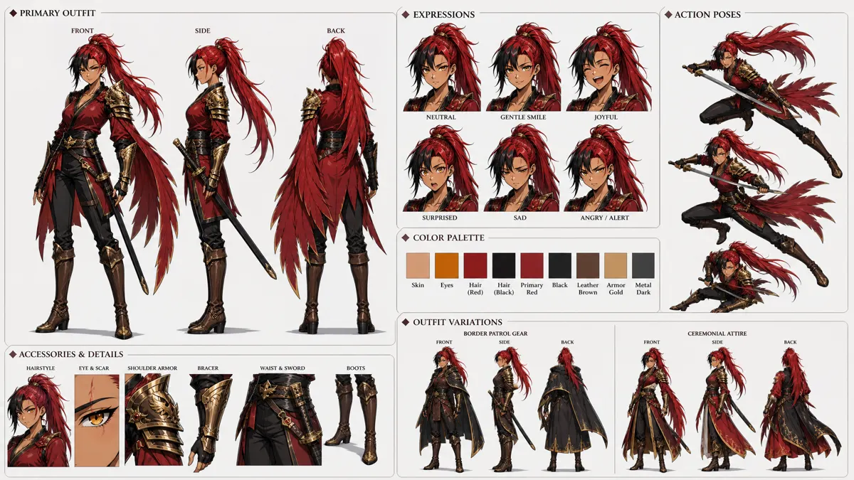 Chi Yan — Character turnaround sheet