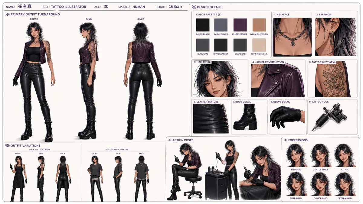 Cui Youzhen — Character turnaround sheet