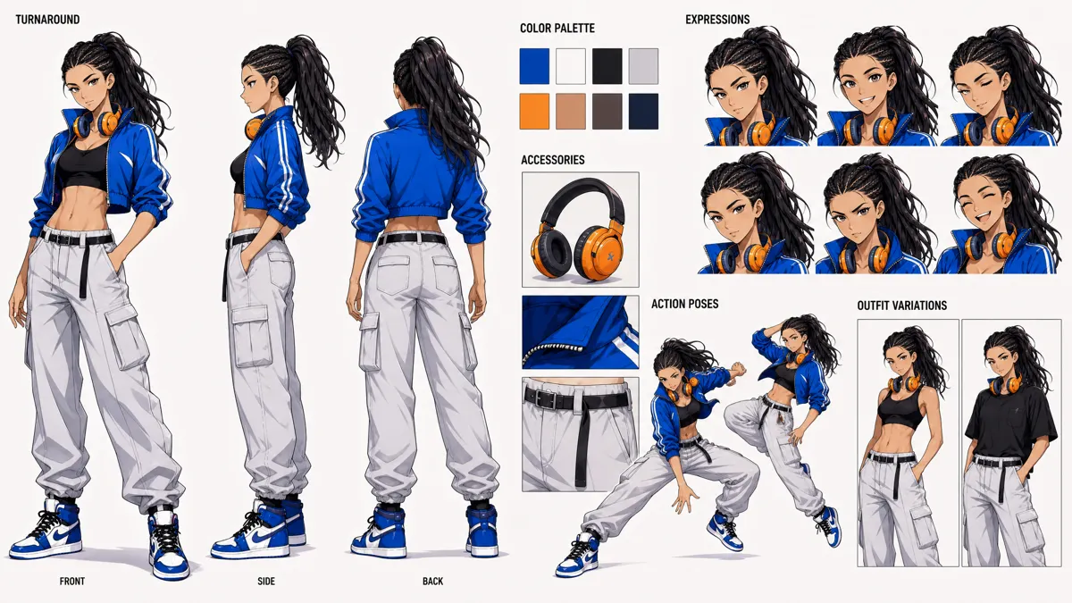 Duan Xiao — Character turnaround sheet