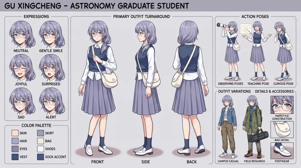 Gu Xingcheng — Character turnaround sheet