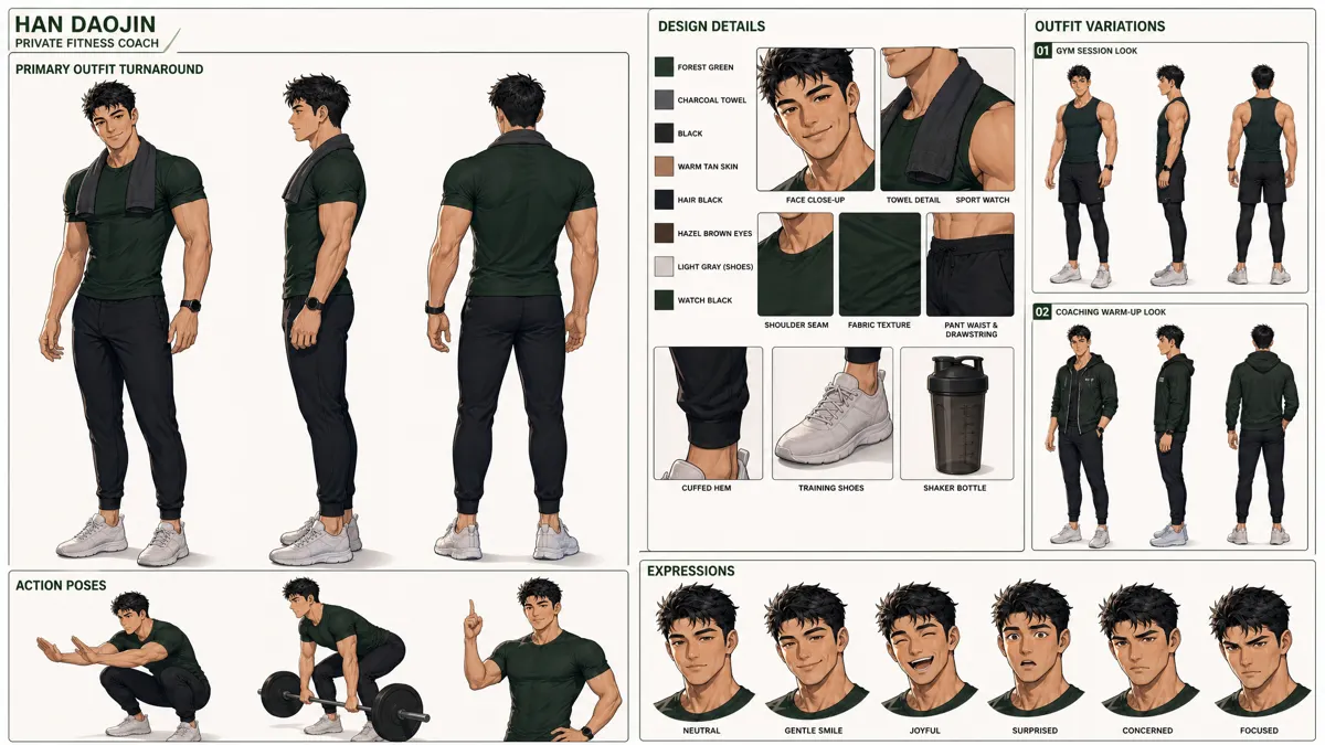 Han Daozhen — Character turnaround sheet