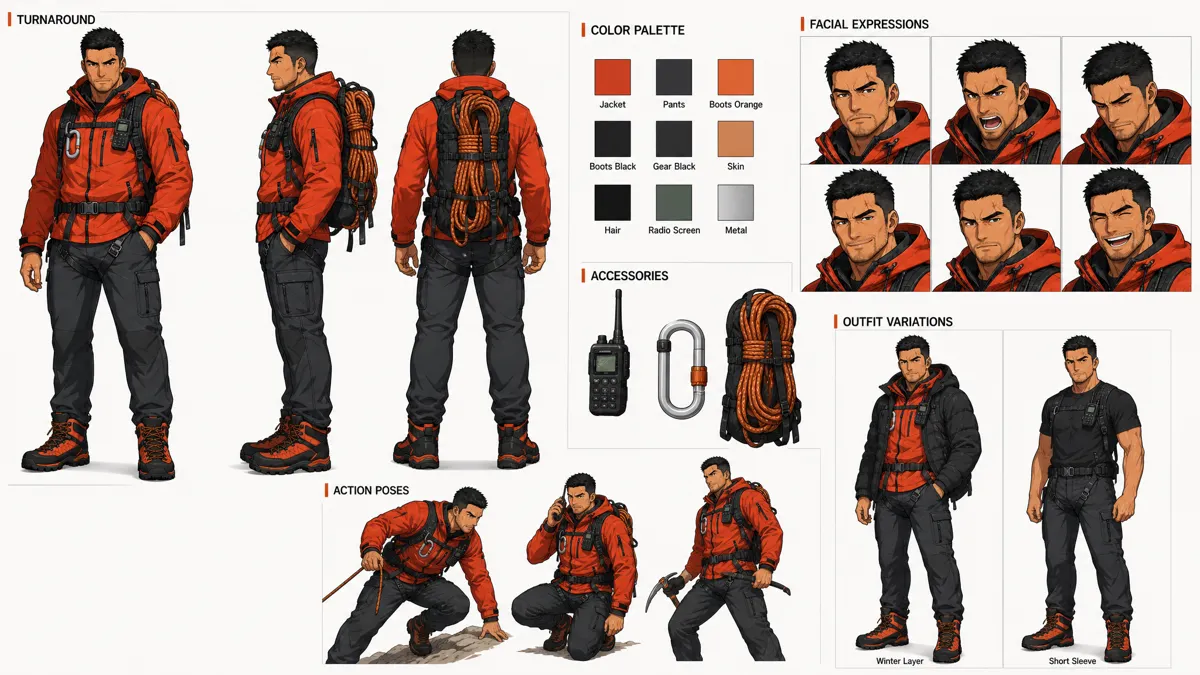 Han Yue — Character turnaround sheet