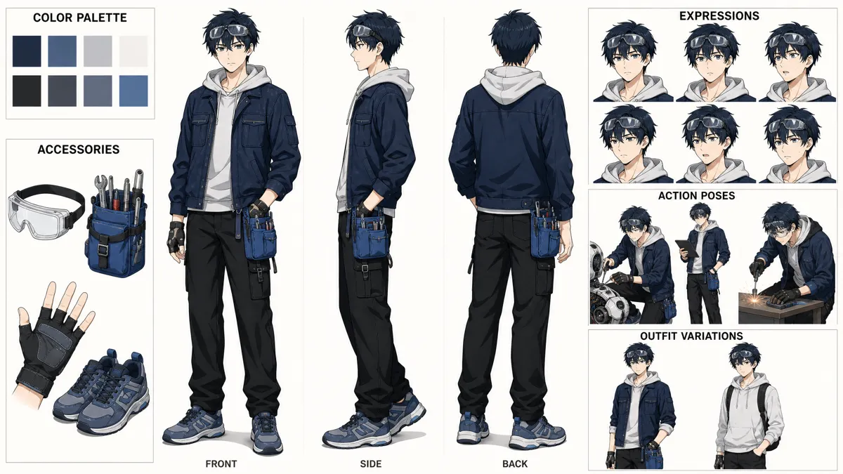 He Mingyuan — Character turnaround sheet