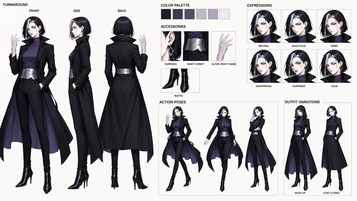 He Sha — Character turnaround sheet