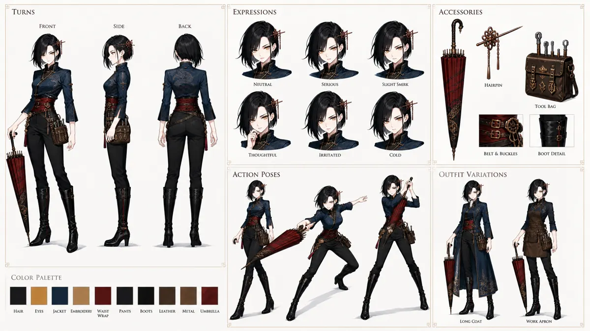 Hua Ying — Character turnaround sheet