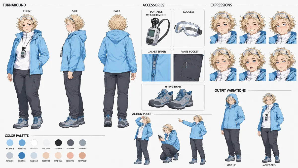 Ji Yun — Character turnaround sheet