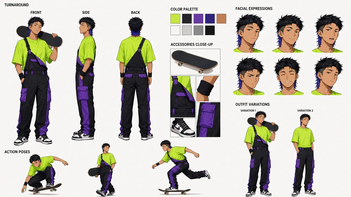 Lin Jiu — Character turnaround sheet