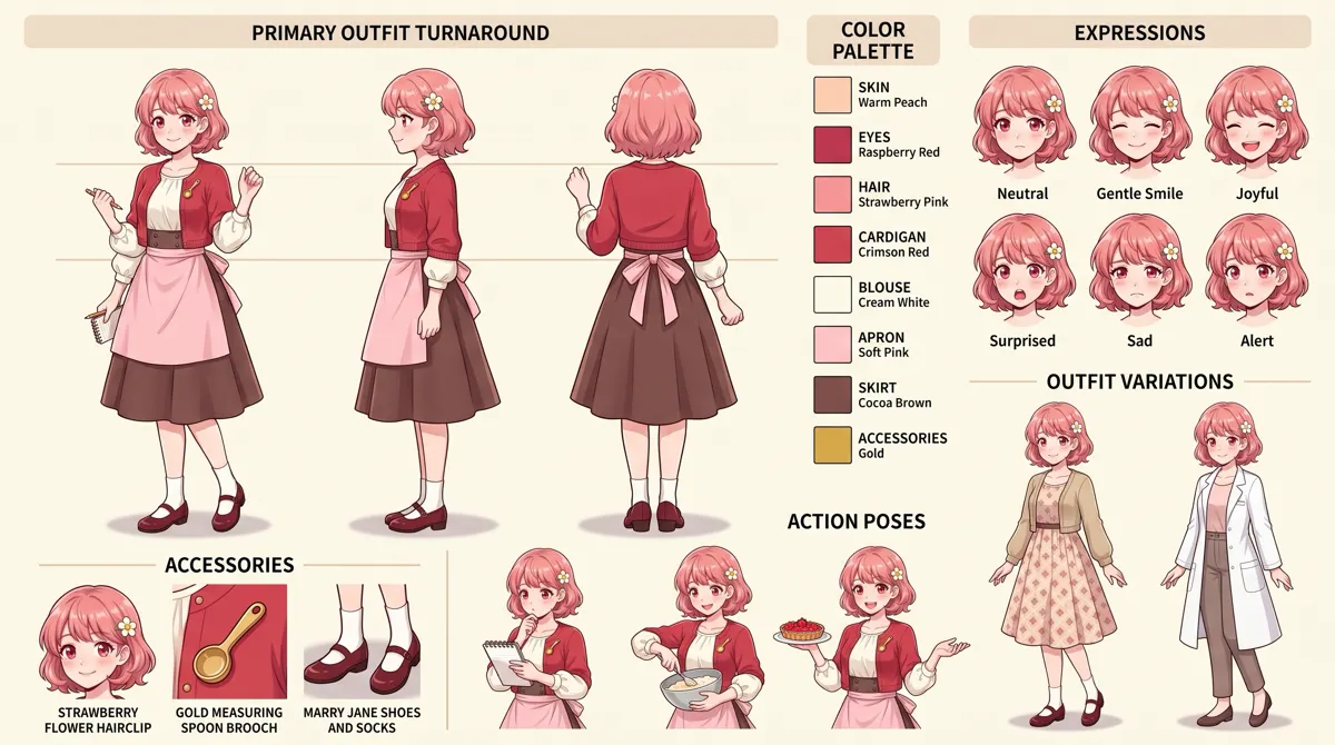 Lin Mei — Character turnaround sheet