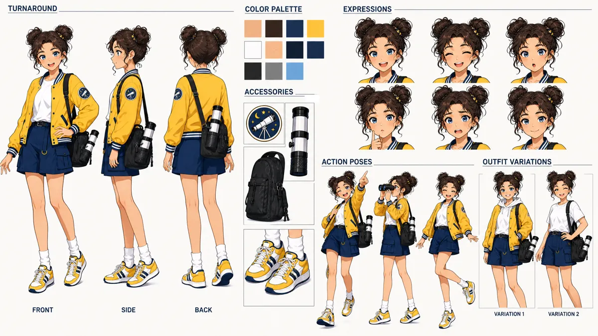 Lin Qiaoqiao — Character turnaround sheet