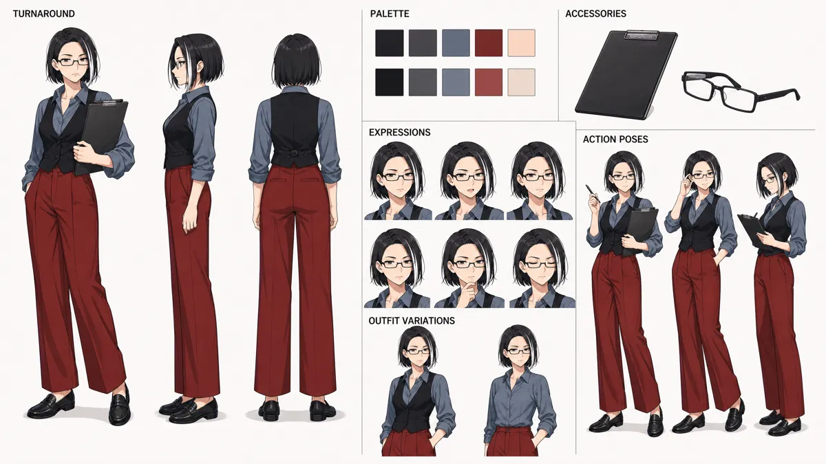Luo Ning — Character turnaround sheet