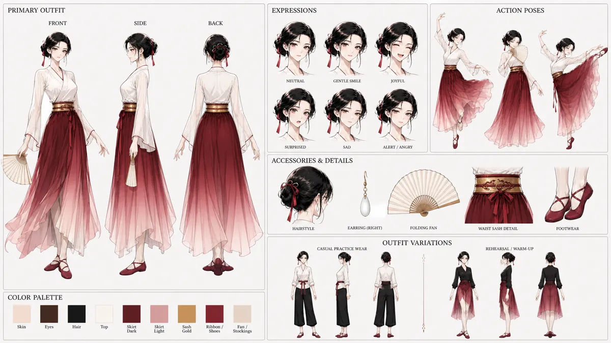 Luo Shuang — Character turnaround sheet