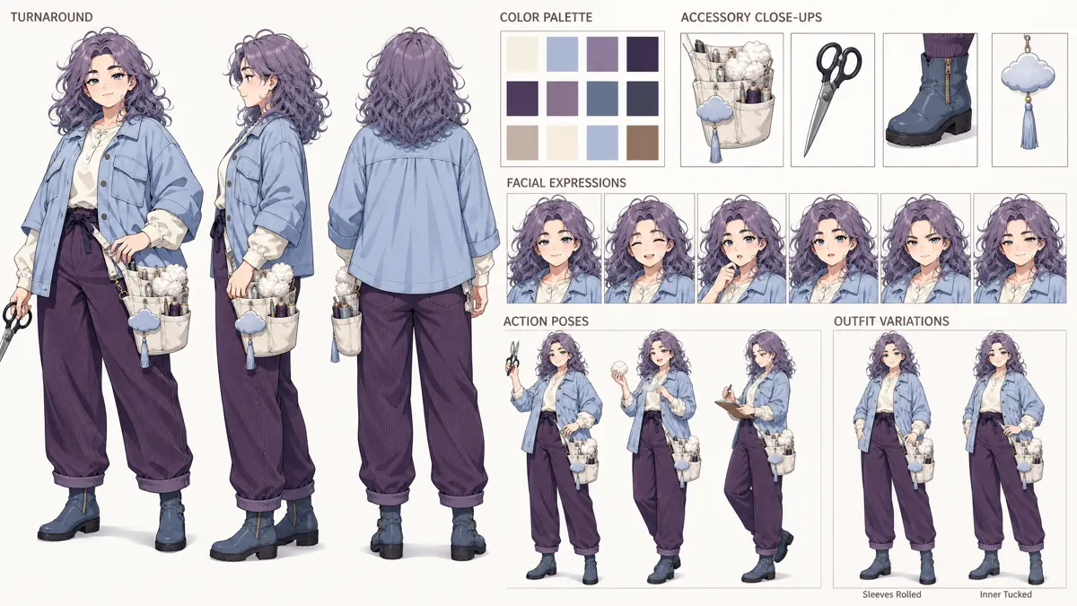 Mian Mian — Character turnaround sheet