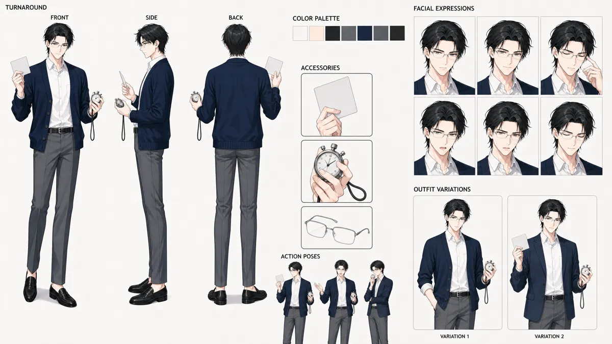 Pei An — Character turnaround sheet
