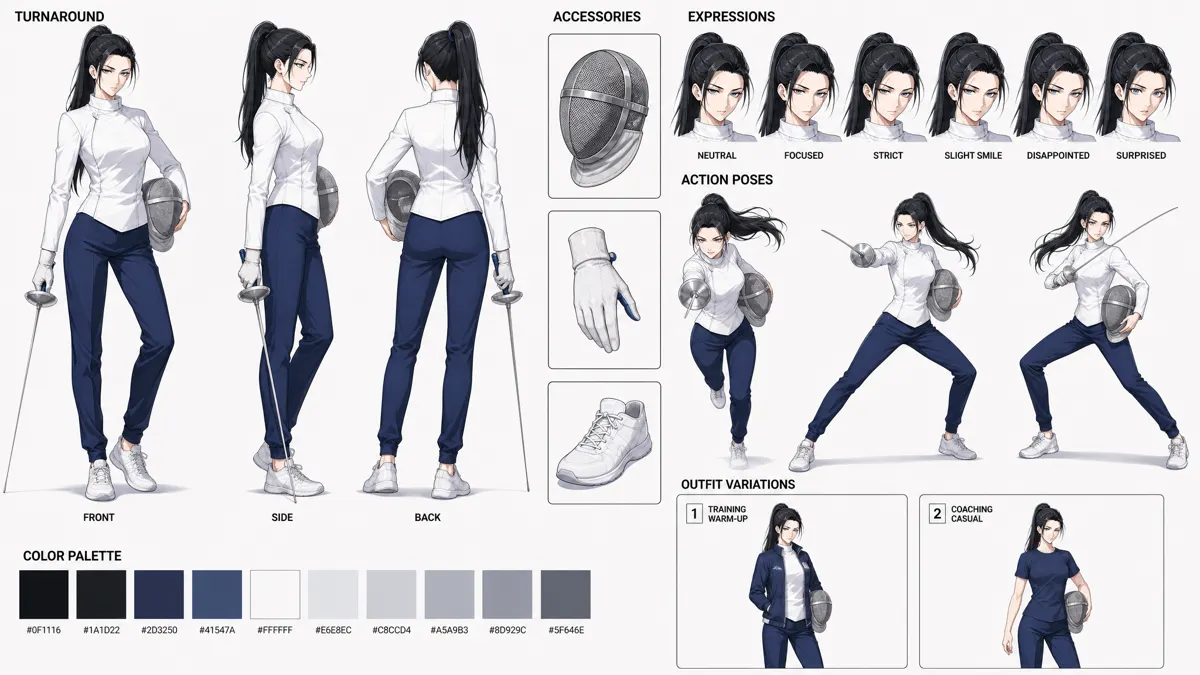 Qin Shuang — Character turnaround sheet