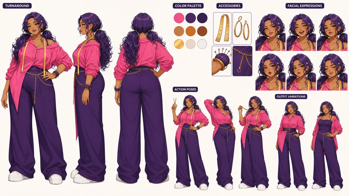 Qiu Ning — Character turnaround sheet