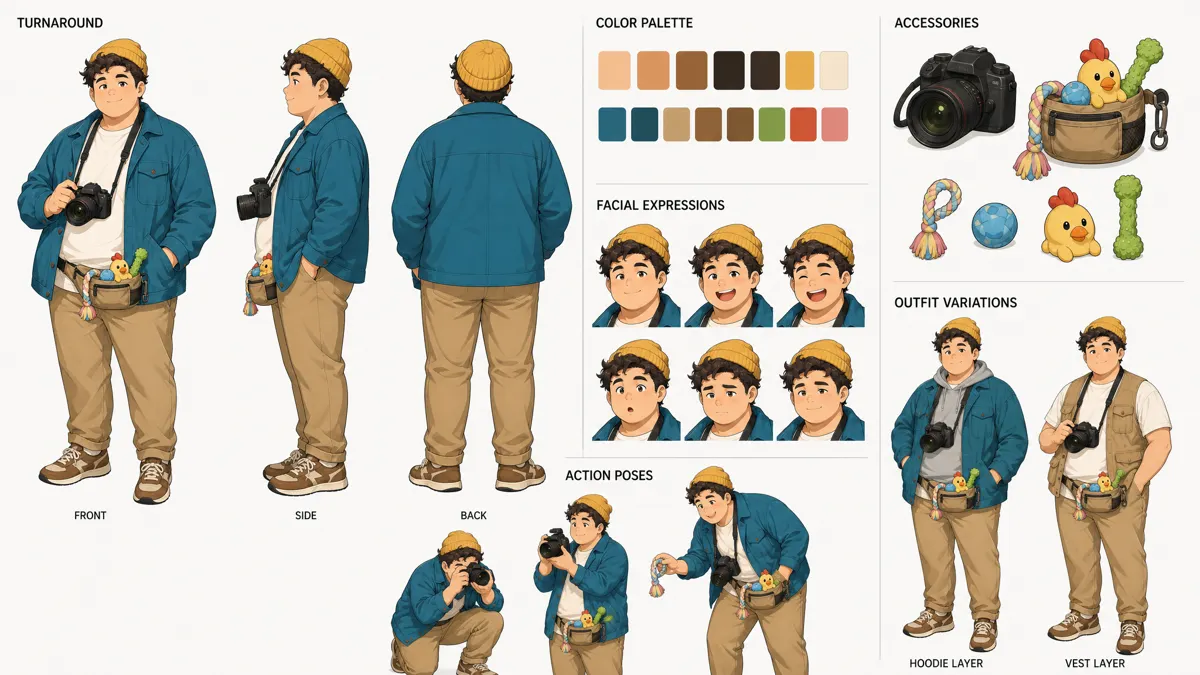 Qiu Qiu — Character turnaround sheet