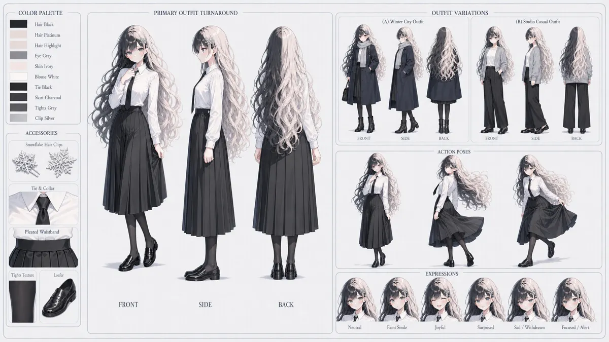 Shen Zhouxue — Character turnaround sheet