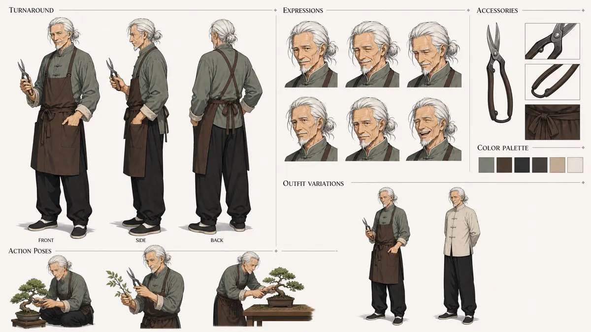 Song Bo — Character turnaround sheet