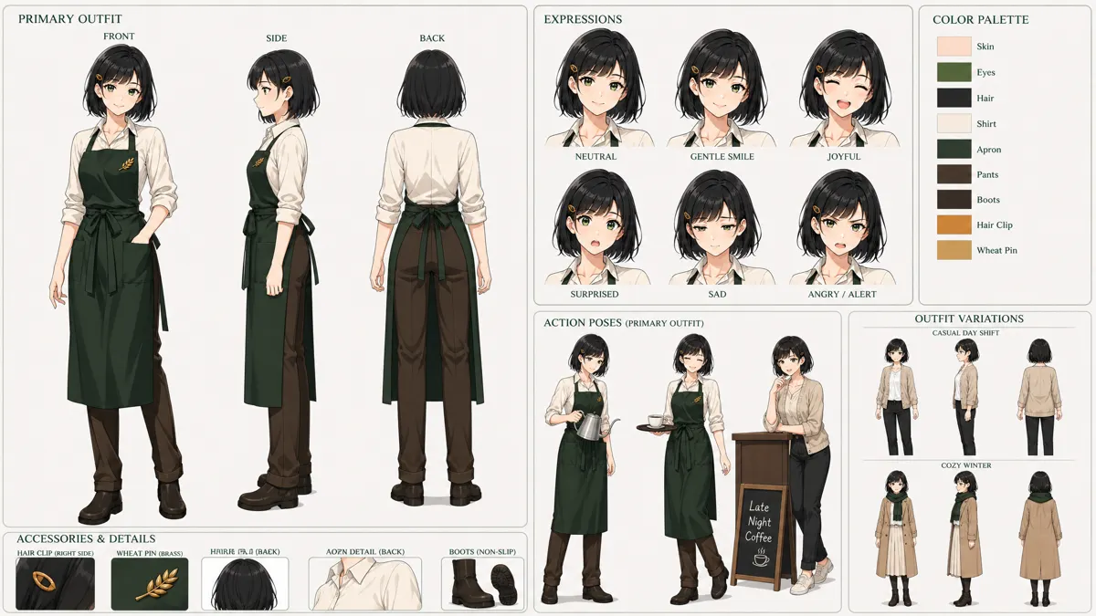Su He — Character turnaround sheet