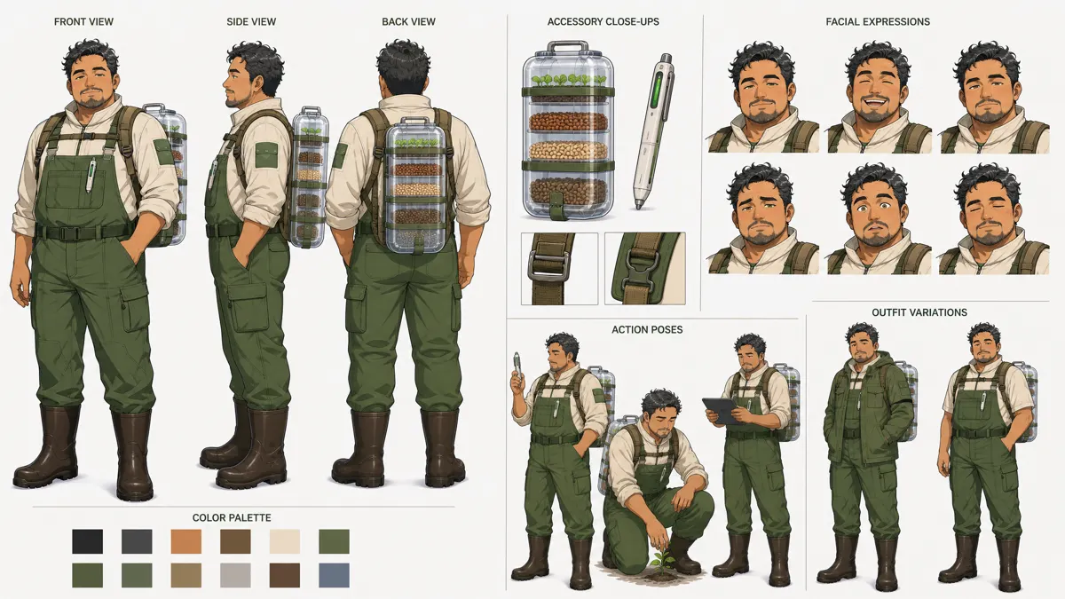 Wei Chen — Character turnaround sheet
