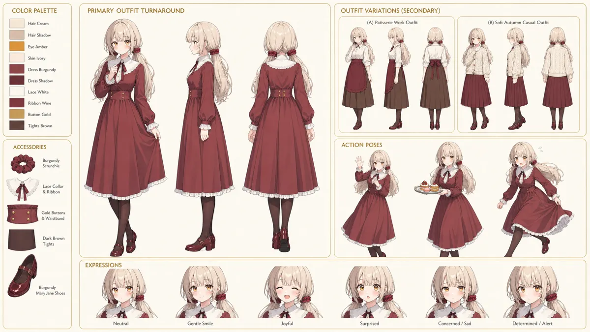 Wen Li — Character turnaround sheet