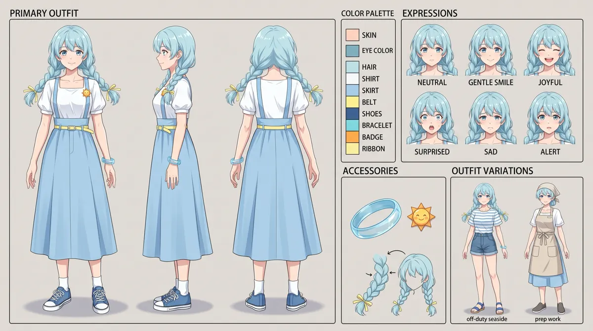 Xia Mo — Character turnaround sheet