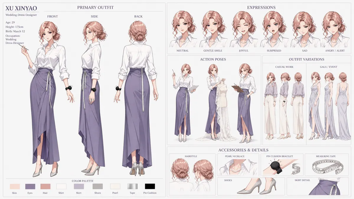Xu Xinyao — Character turnaround sheet