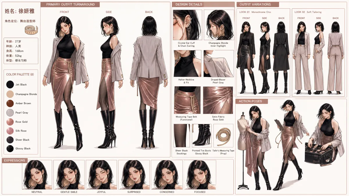 Xu Yanya — Character turnaround sheet