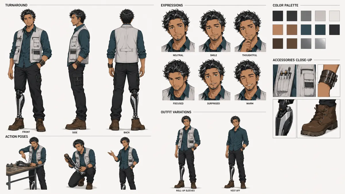 Yan Zhen — Character turnaround sheet