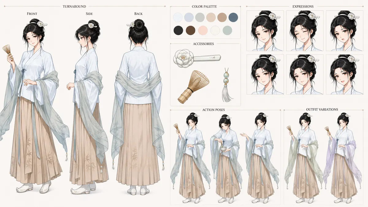 Yan Zhiyi — Character turnaround sheet