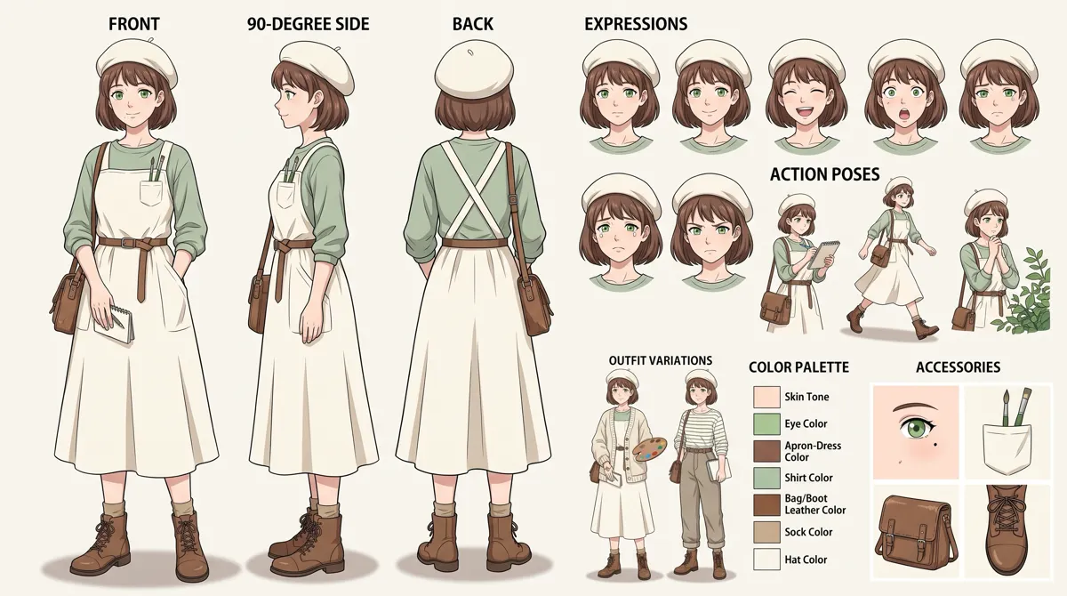 Ye Ya — Character turnaround sheet