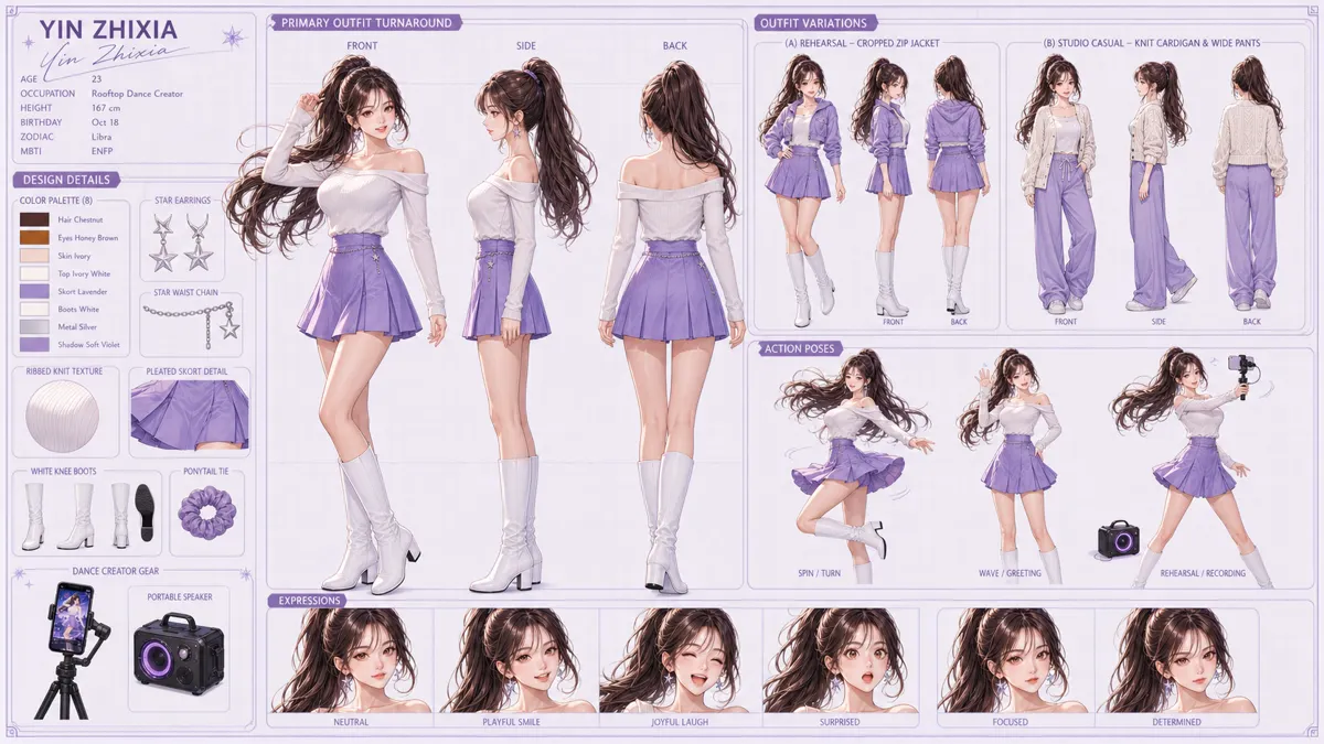 Yin Zhixia — Character turnaround sheet