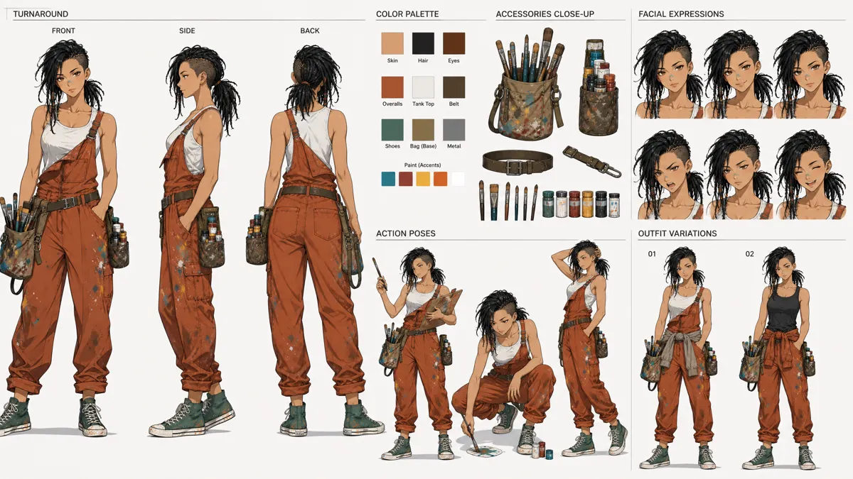 Yu Qingyang — Character turnaround sheet