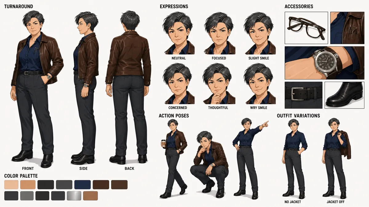 Zheng Lan — Character turnaround sheet