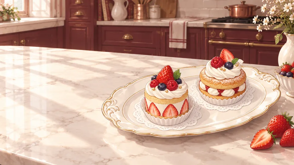 LITTLE HEARTH Strawberry Cream Puffs, generated product still