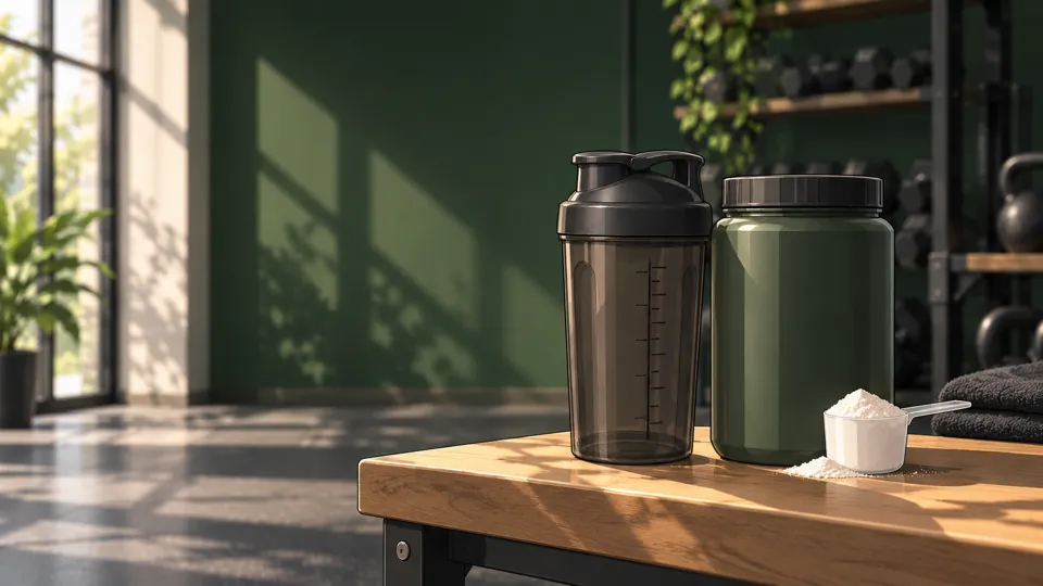 GREENLINE Whey Protein + Shaker, generated product still